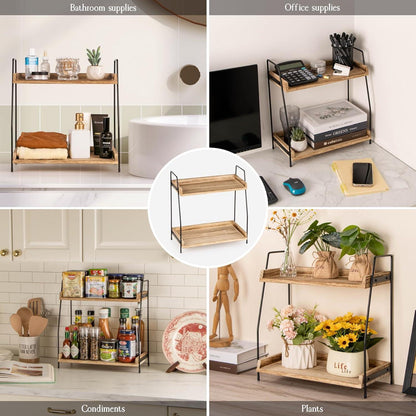 Kaffee Organizer Holz 2-stöckige Aufbewahrung Kaffeestation Büro