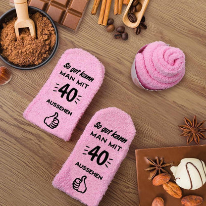 YANSYUN 40. Geburtstag Frauen Flauschige Lustige Socken