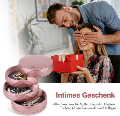 INMORVEN Schmuckkästchen Mädchen 4 Ebenen Drehbar Ring Ohrringe Aufbewahrung