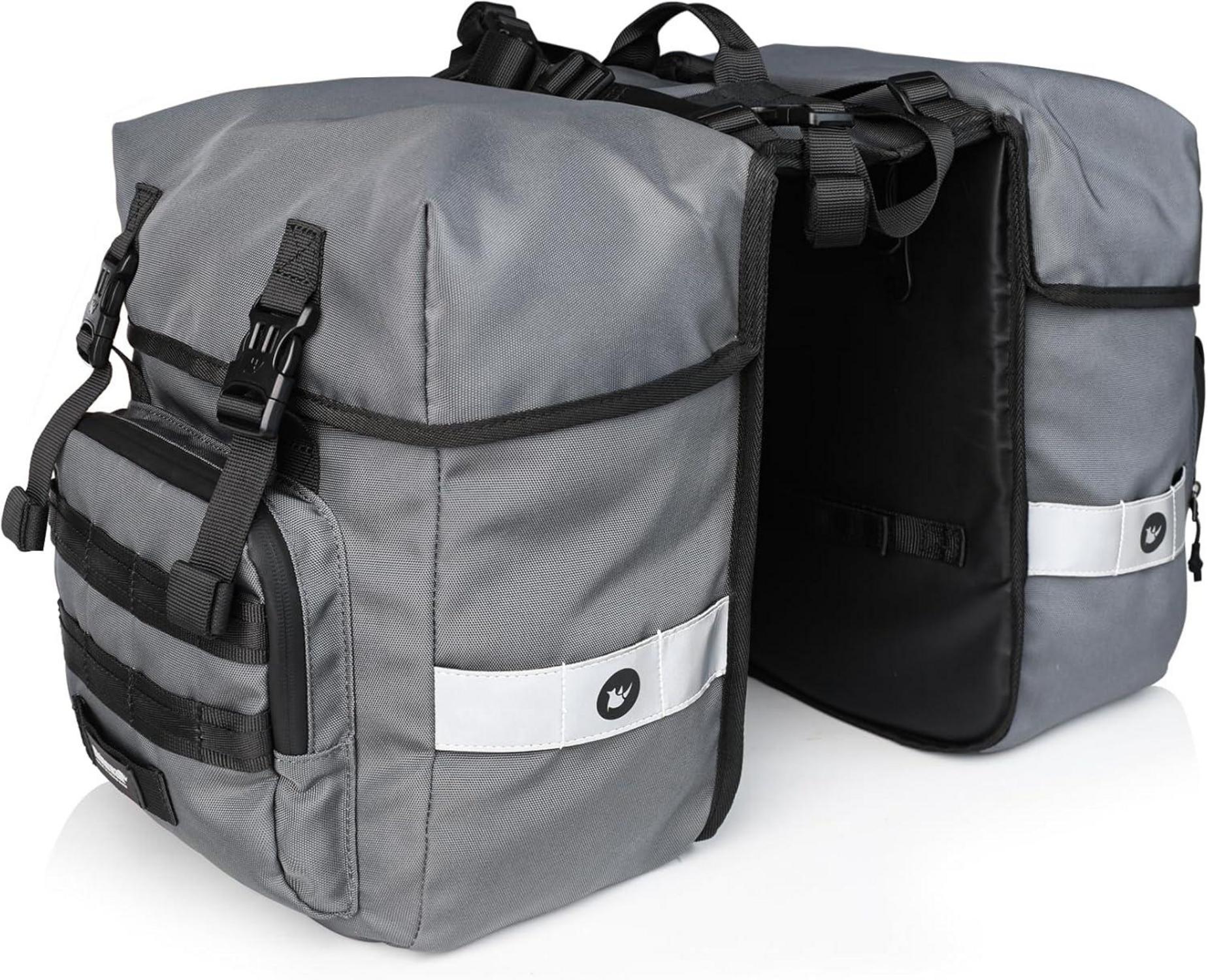 Wasserdichte Fahrradtaschen Set für Gepäckträger (2x20L) Grau