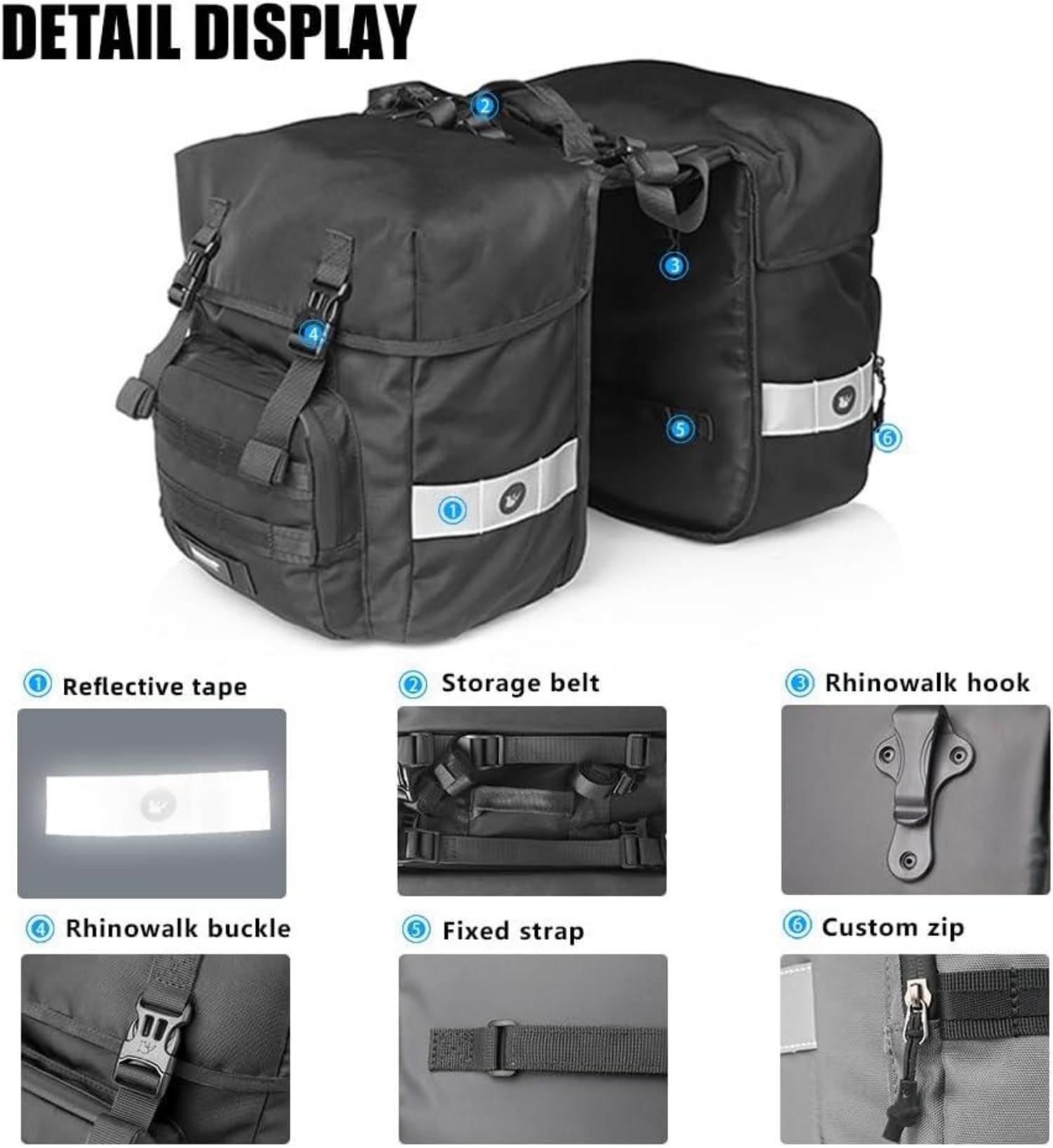 Fahrradtasche Doppeltasche wasserdicht 40L Regenschutz Grau