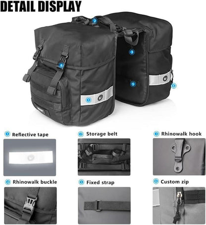 Fahrradtasche Doppeltasche wasserdicht 40L Regenschutz Grau