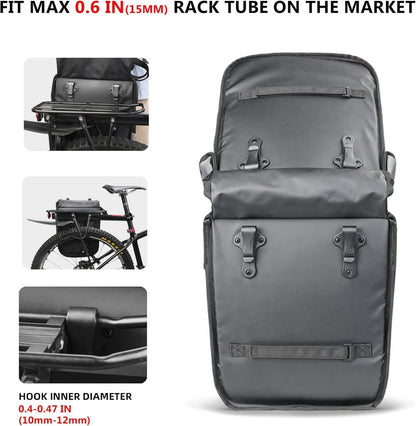 Wasserdichte Fahrradtaschen Set für Gepäckträger (2x20L) Grau