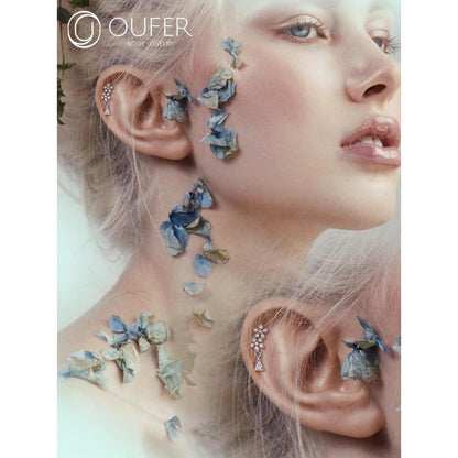Helix Piercing Blume 16G Chirurgenstahl mit Zirkonia Gold Silber