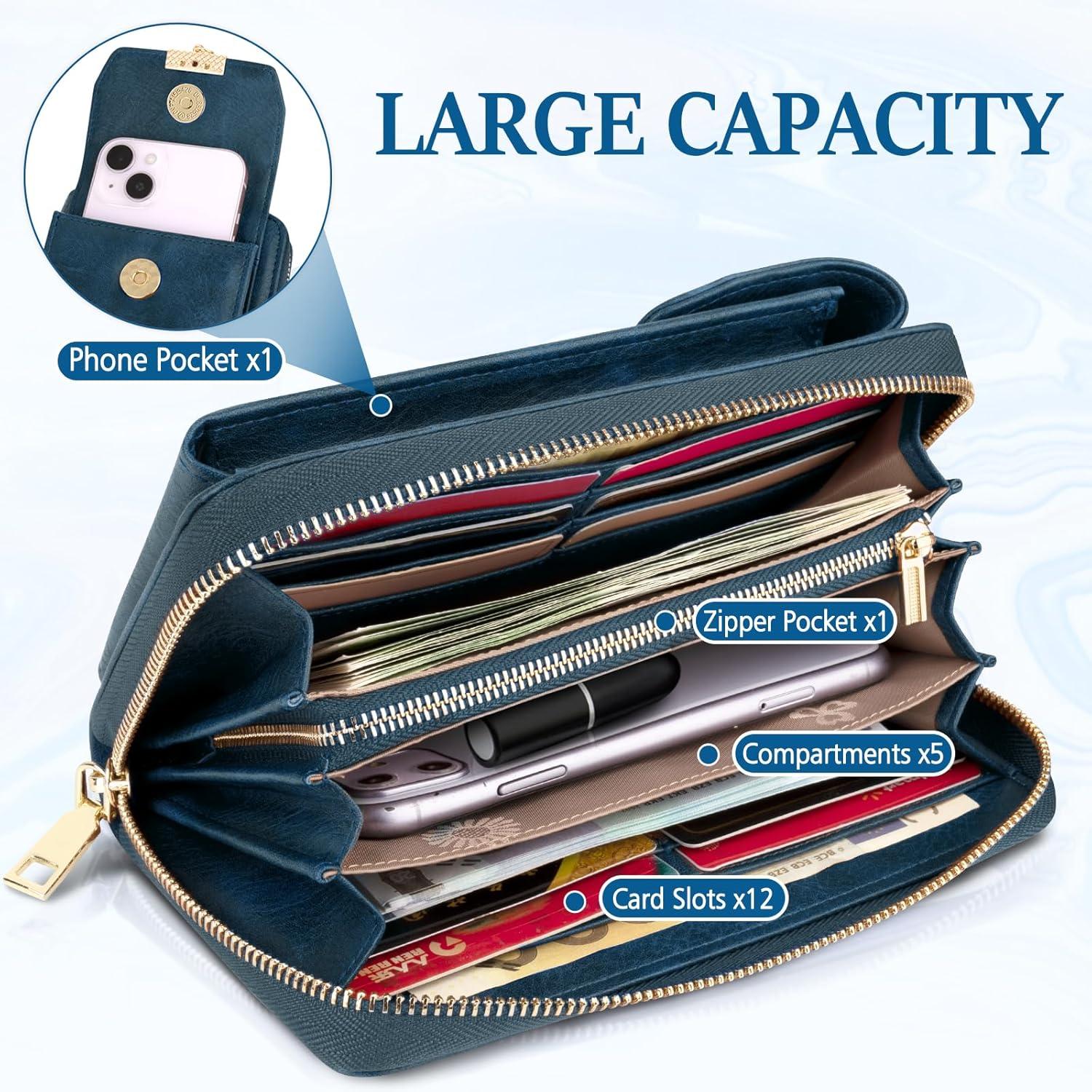 Handytasche mit Geldbörse RFID Schutz Umhängetasche Damen 7,2 Zoll