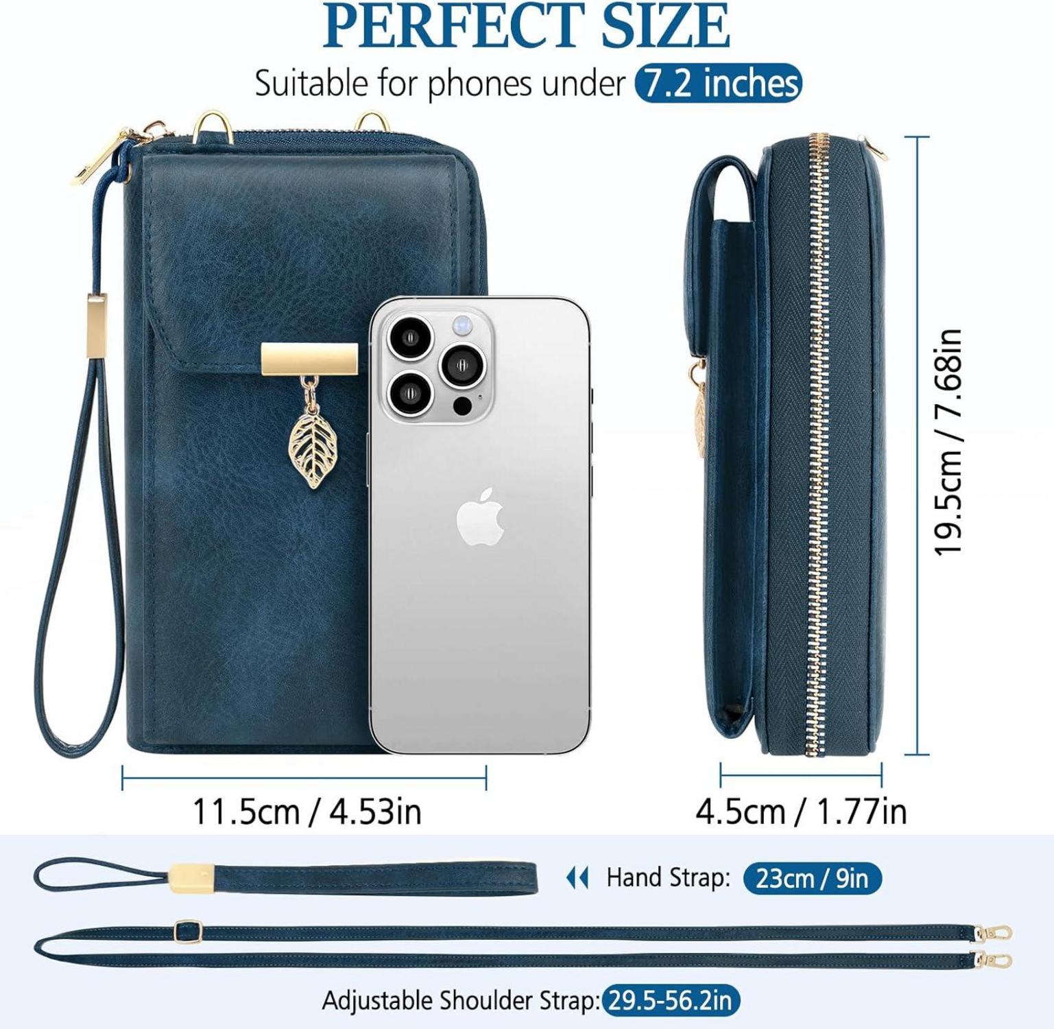 Handytasche Geldbörse Umhängetasche RFID Schutz Damen Crossbody Leder