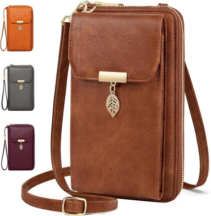 RFID Schutz Handytasche mit Geldbörse Damen Leder Crossbody 7,2 Zoll