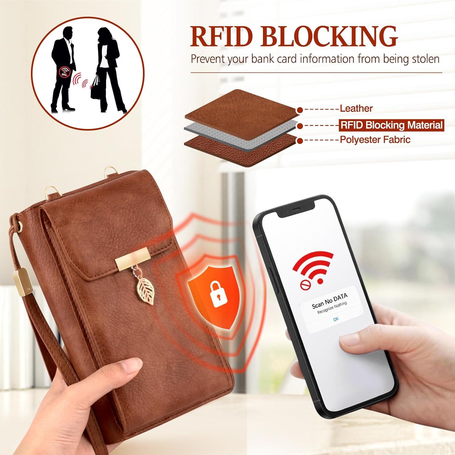 Handytasche mit Geldbörse RFID Damen Umhängetasche Crossbody