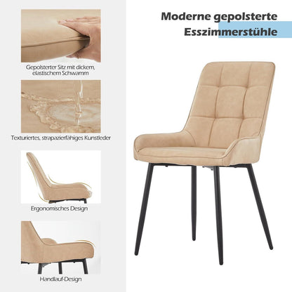 Esszimmerstühle Set 4er, Gepolstert & Modern Beige in Lederoptik
