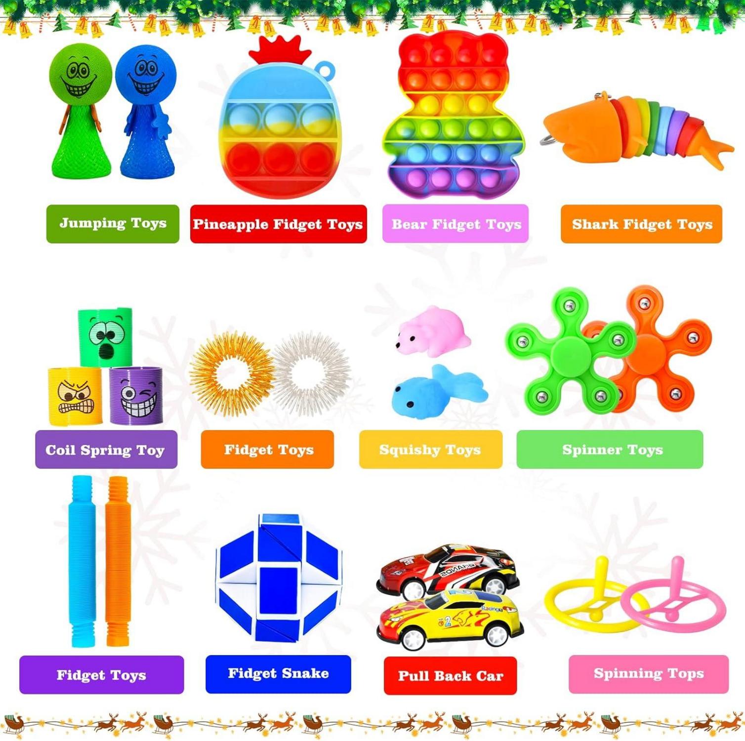 Adventskalender 2024 Kinder 24 Tage Weihnachts-Countdown Fidget Toys