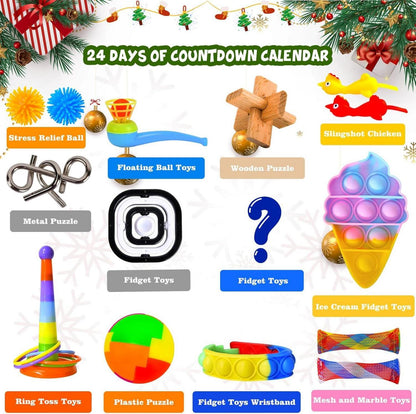 Adventskalender 2024 Kinder Weihnachts-Countdown Spielzeug Fidget Toys