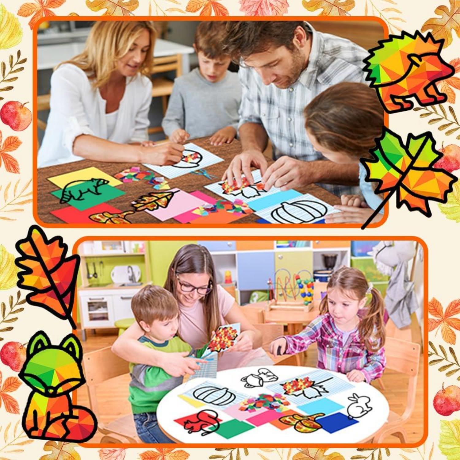 MEISHANG Herbst Bastelset Kinder 12 Muster Blätter Deko DIY Geschenk