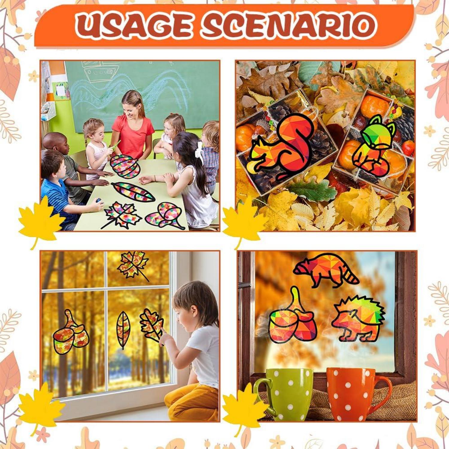 Herbst DIY Bastelset Kinder 12 Stück Herbstdeko Fensterbilder Geschenk