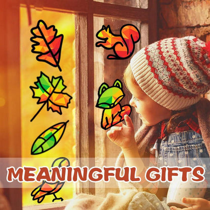 Herbst Basteln Kinder Set 12 Stück DIY Fensterbilder Blätter Deko