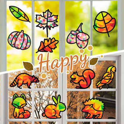 Herbst DIY Bastelset Kinder 12 Stück Herbstdeko Fensterbilder Geschenk