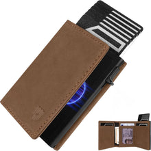 RFID Slim Wallet mit Münzfach für Herren in Braun