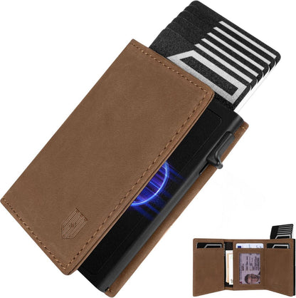 RFID Slim Wallet mit Münzfach für Herren in Braun