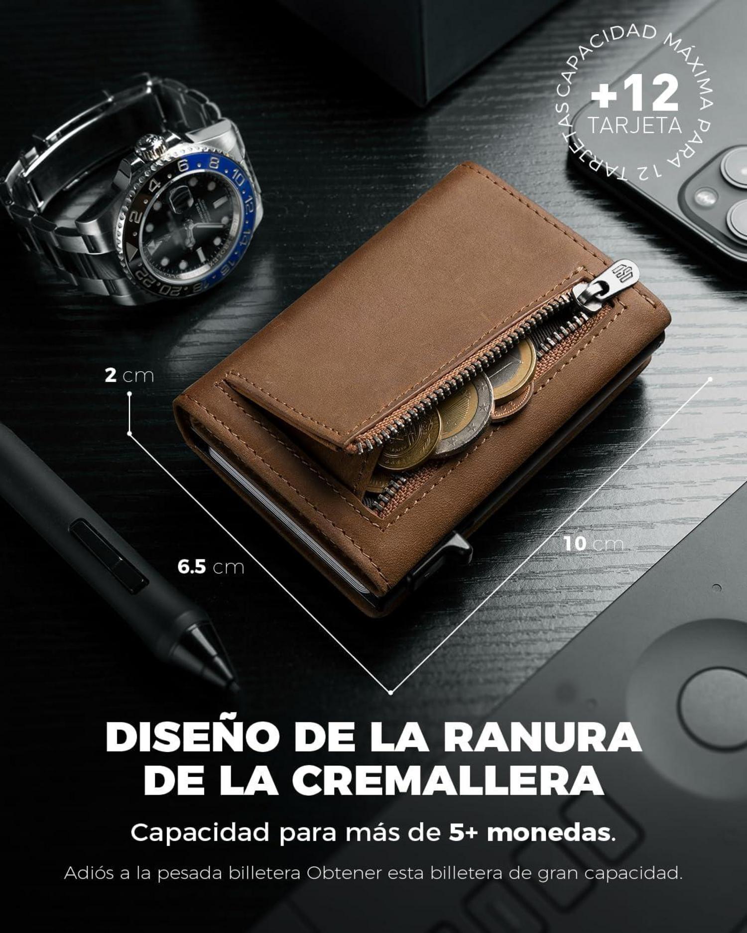 RFID Slim Wallet mit Münzfach für Herren in Braun