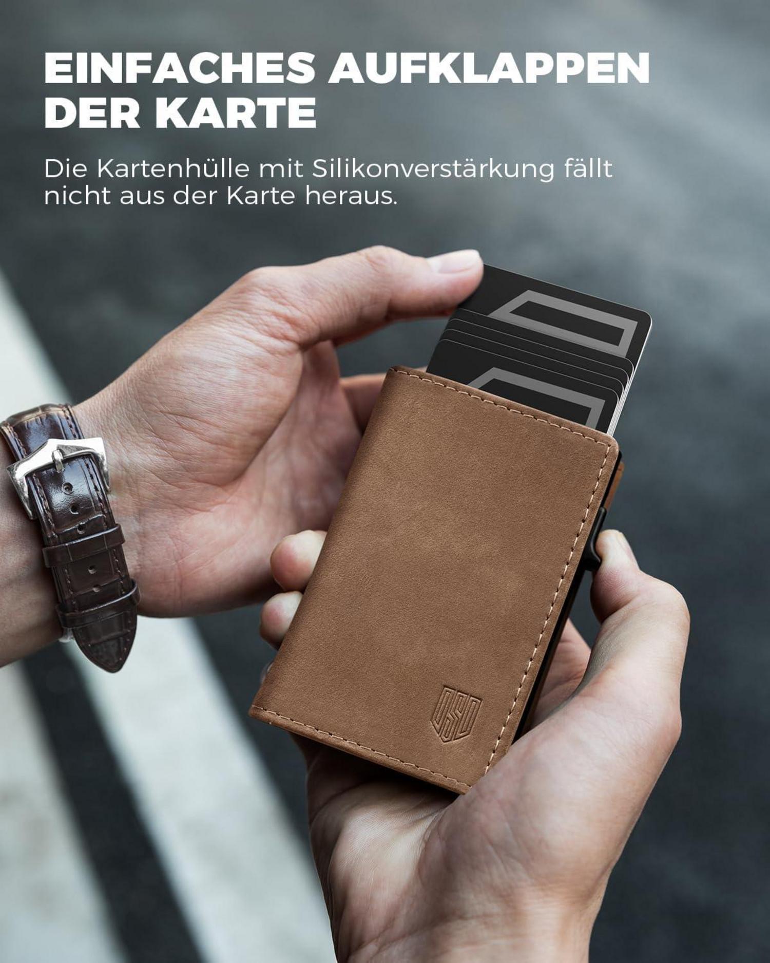 Herren Portmonee mit Münzfach RFID Schutz magnetischer Verschluss Braun