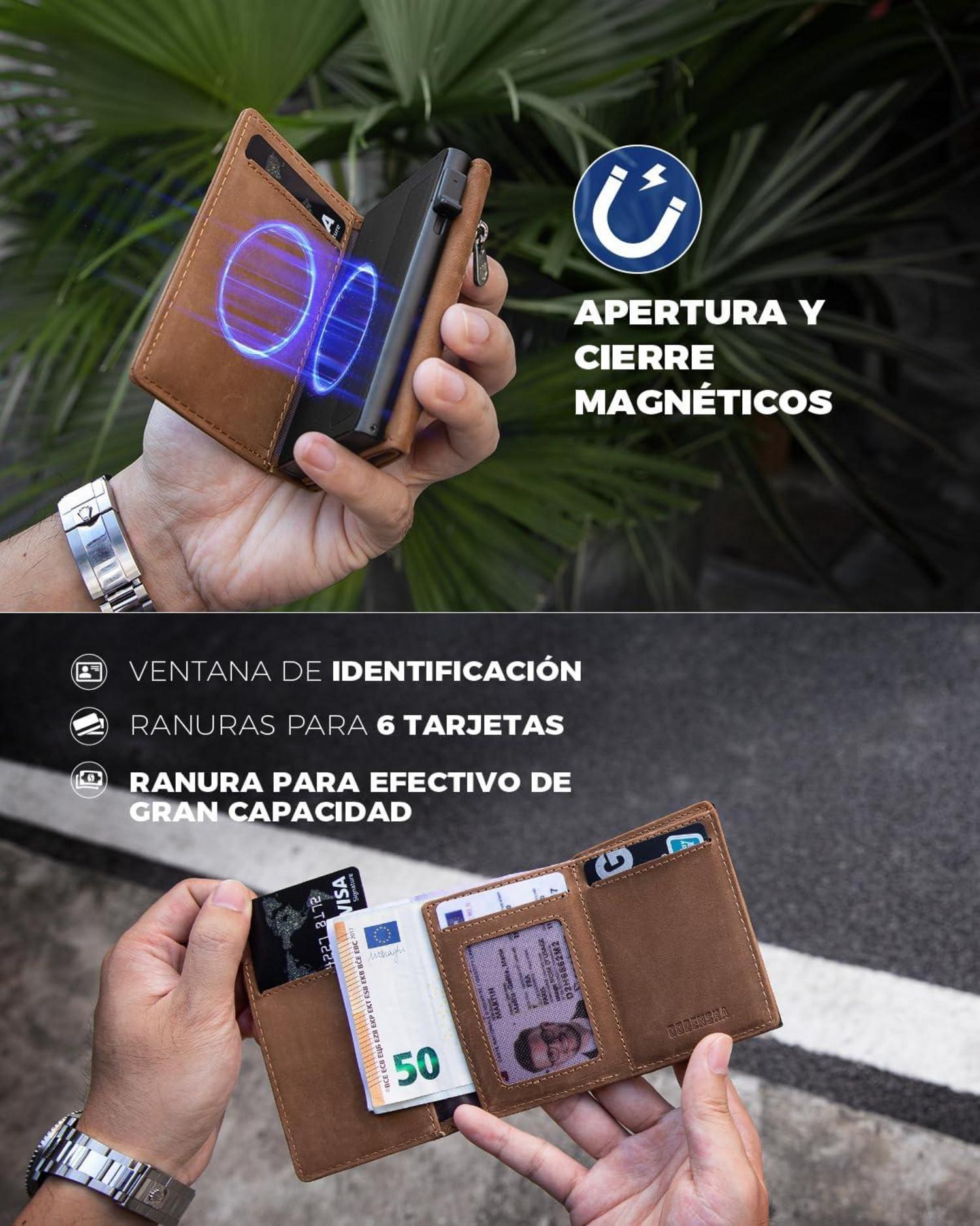 MagSnap Slim Wallet mit Münzfach und RFID-Schutz in Braun
