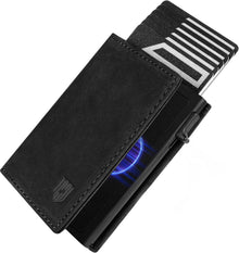 RFID Slim Wallet mit Münzfach für Herren - Schwarz