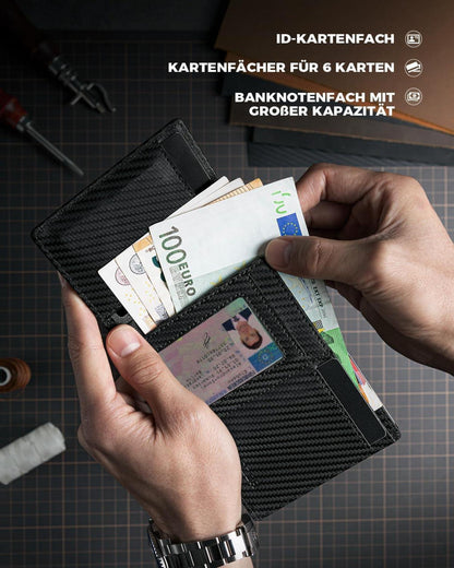 Slim Wallet mit Münzfach RFID Schutz Magnetischer Verschluss
