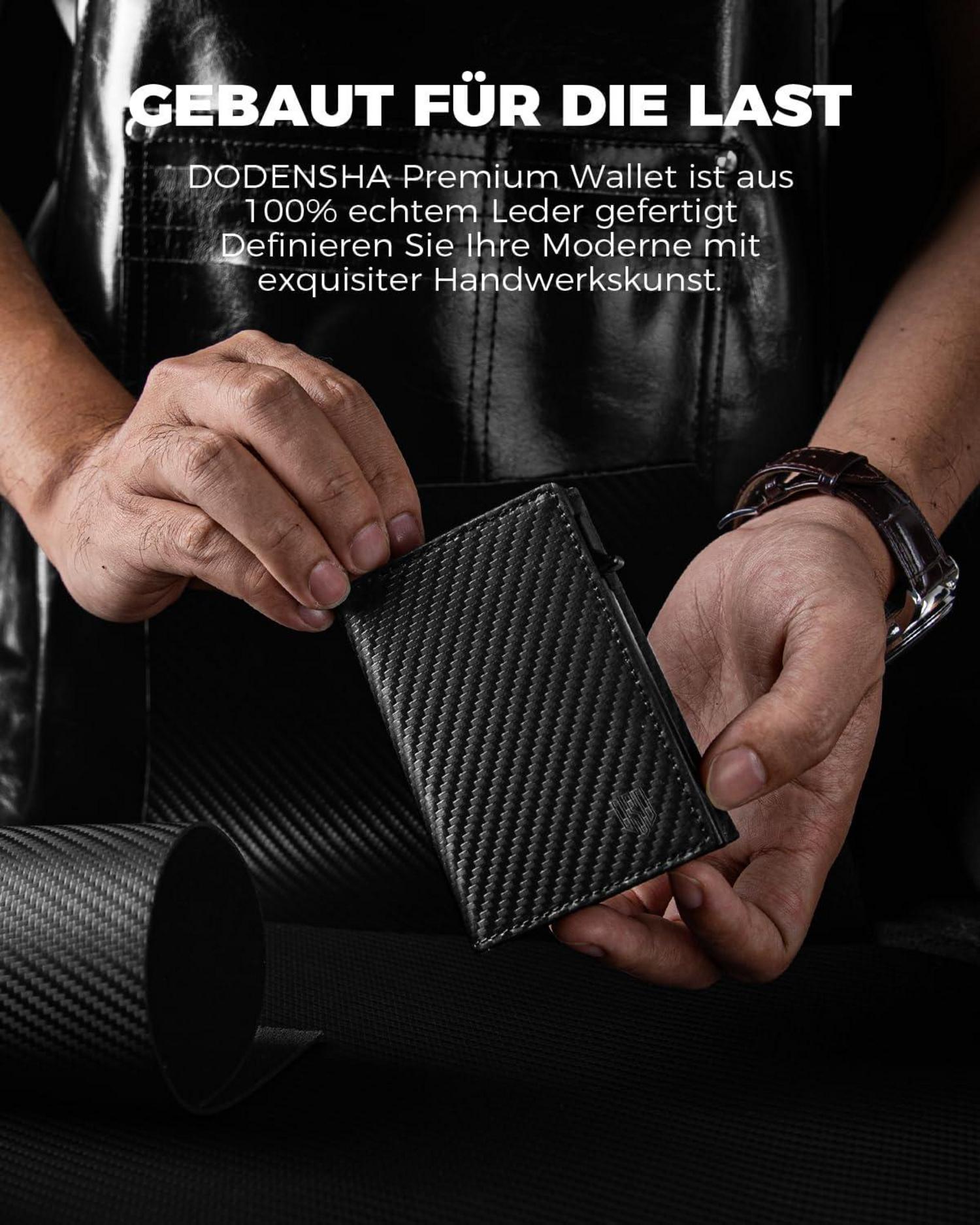 DODENSHA MagSnap Herren Portmonee RFID-Schutz Slim Wallet mit Münzfach