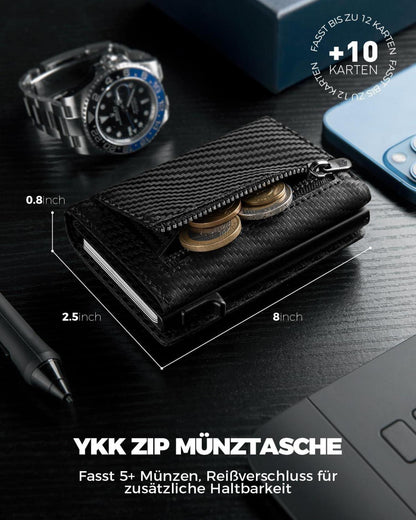 MagSnap RFID-Schutz Portmonee Herren Slim Wallet Münzfach 10 Karten