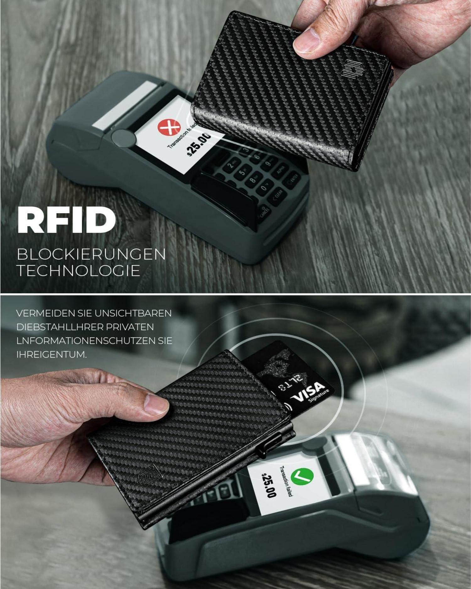 Slim Wallet mit Münzfach Herren Portmonee RFID Schutz 10+ Karten magnetisch