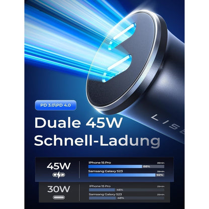 90W Zigarettenanzünder USB C Adapter Ladegerät mit PD45W