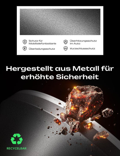 LISEN 90W Zigarettenanzünder USB C Adapter PD45W KFZ Ladegerät Schwarz