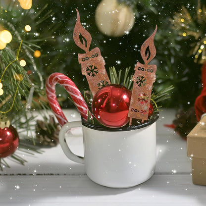 3er Set Rostige Kerzen Gartenstecker Weihnachten, Metall Wetterfest