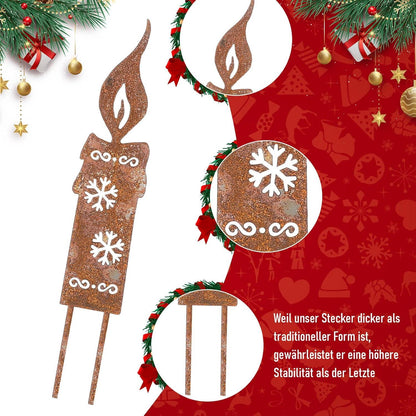 Rostige Kerzen Gartenstecker Weihnachtsdeko Set Metall