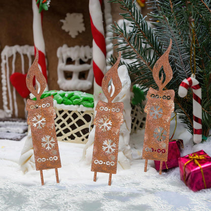 Rostige Kerzen Gartenstecker Weihnachtsdeko 2er Set Metall Wetterfest