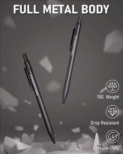 Druckbleistift Set 0,7 mm, 2 Stücke Metall Bleistifte, Etui, 8 Tuben HB Minen