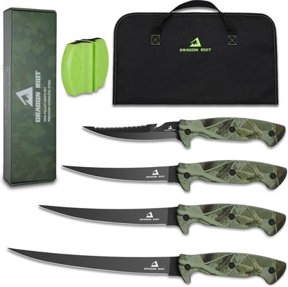 Filetiermesser Set Kochmesser Fischmesser Geschenk Männer DRAGON RIOT