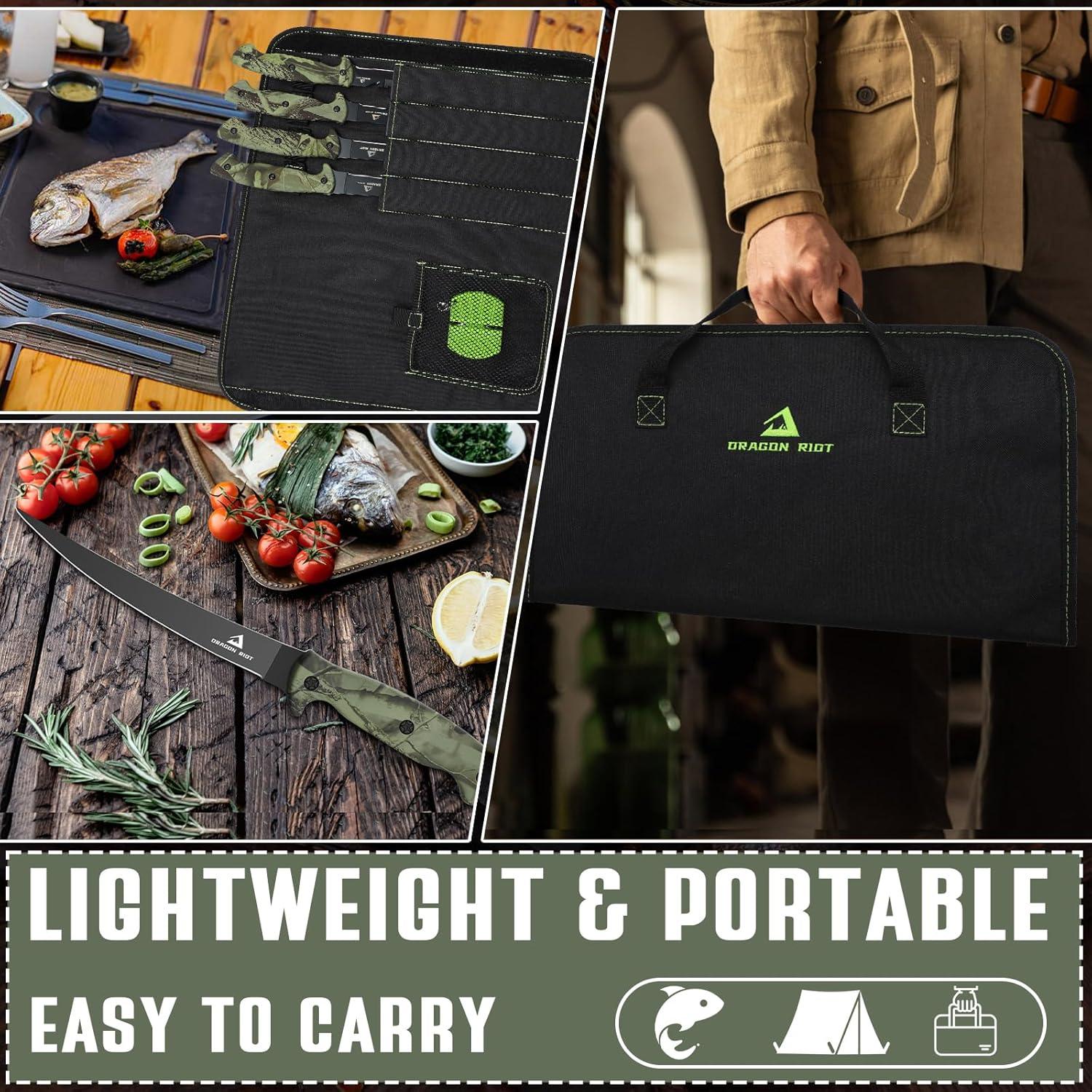 Filetiermesser Fisch Kochmesserset mit Tasche und Messerschärfer