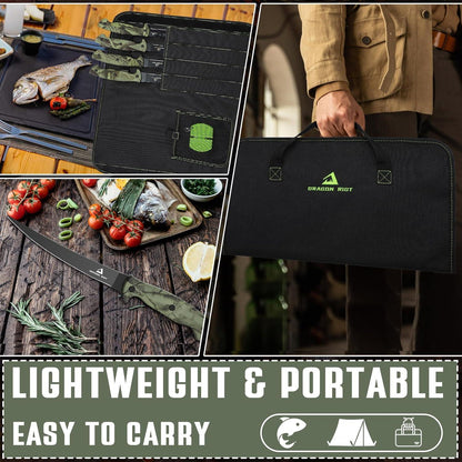 Filetiermesser Fisch Kochmesserset mit Tasche und Messerschärfer