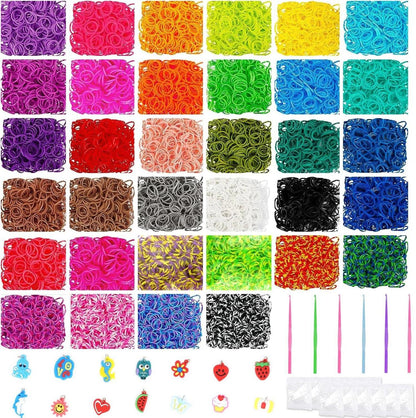 Regenbogen Gummibänder Set Loom Bands 13600 Pcs DIY Kit mit Zubehör