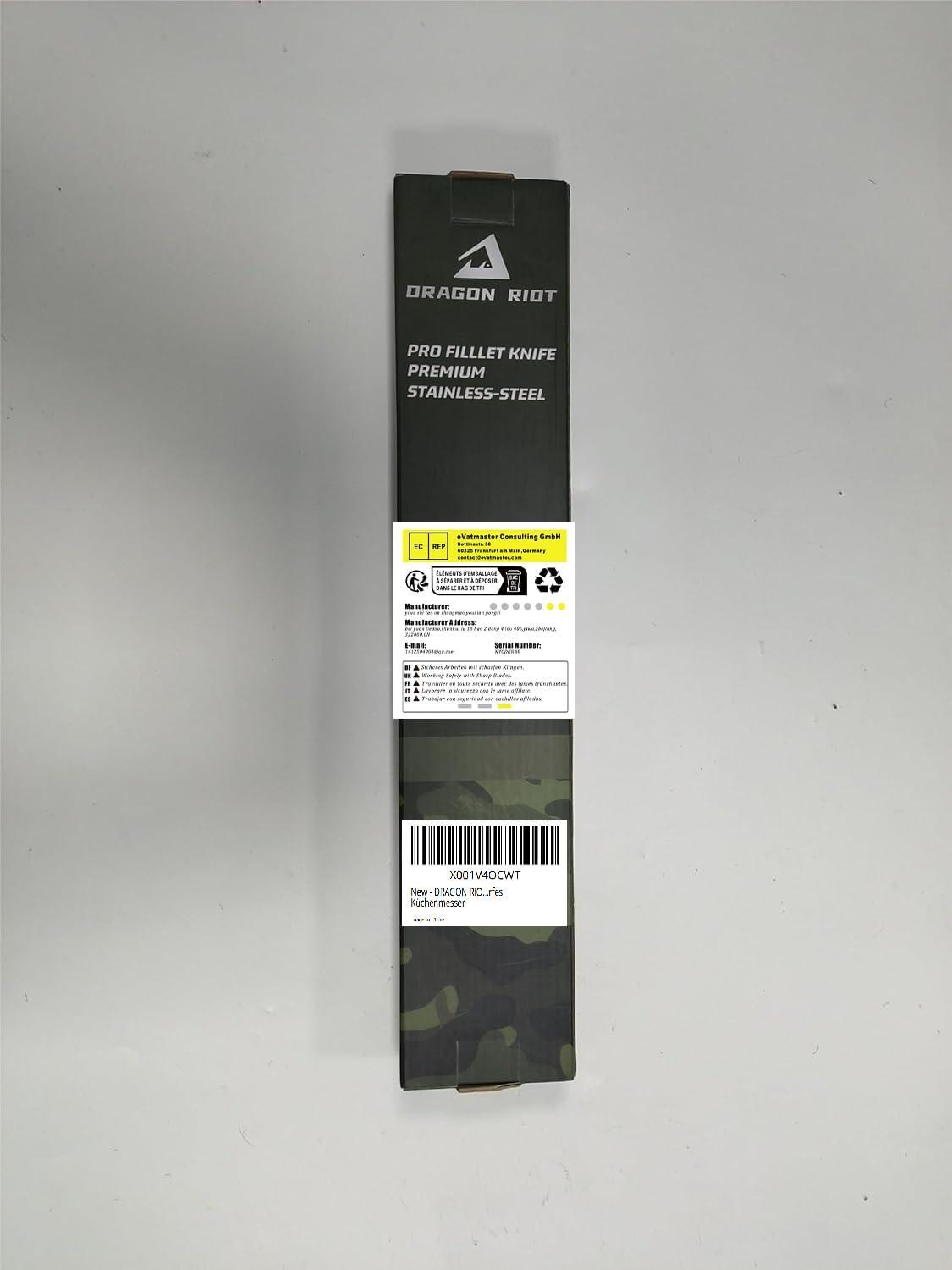 DRAGON RIOT Filetiermesser Fisch 13CM Edelstahl Anti-Rutsch-Griff