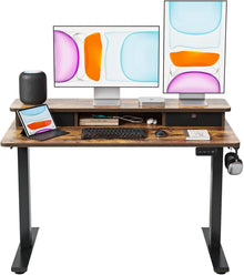 Höhenverstellbarer Elektrischer Stehtisch Doppelschublade 120 x 60 cm