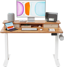 Elektrischer Höhenverstellbarer Stehtisch mit Doppelschublade 100x60cm
