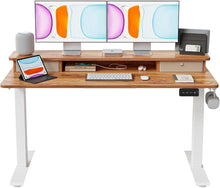Elektrischer Stehtisch mit Doppelschublade und Ablage 140 x 60 cm