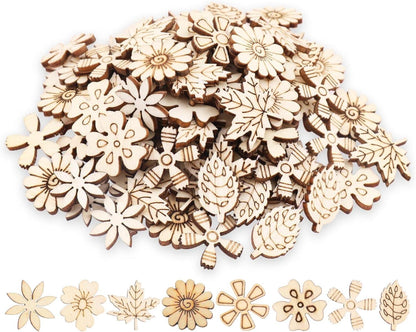 Streudeko Holz Blumen Blätter Hochzeit DIY Winter Deko 100 Stücke