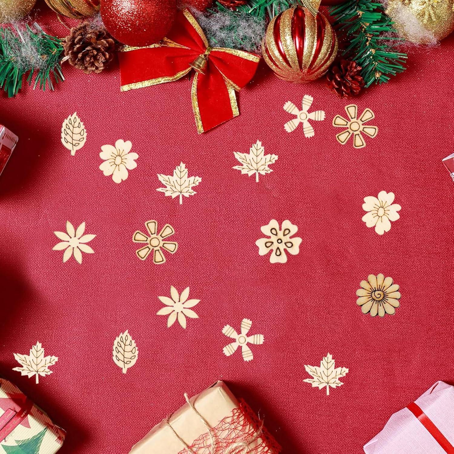 Streudeko Holz Blumen Blätter Hochzeit DIY Winter Deko 100 Stücke