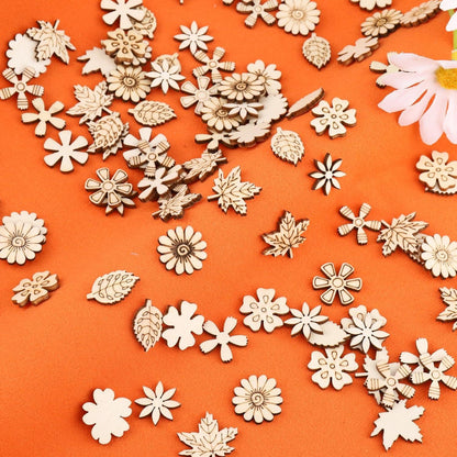 100 Holz Streudeko Blumen Blätter Tischdeko Winter DIY Hochzeit