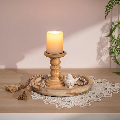 Holz Tablett Kerzentablett Deko - 28.5cm Rund Kerzenteller