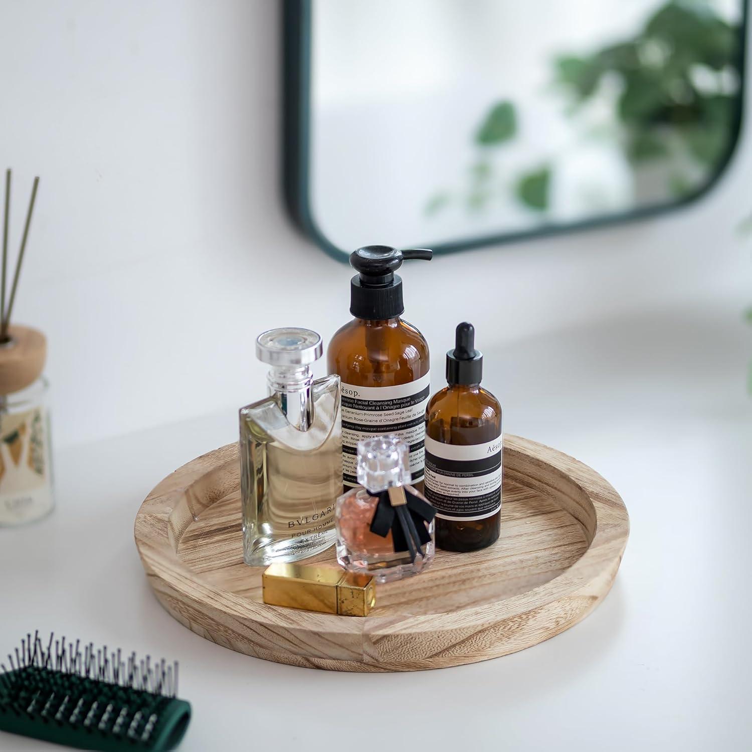 Deko Holz Kerzentablett Rund 28.5cm Rustikales Tablett ObjectMapper