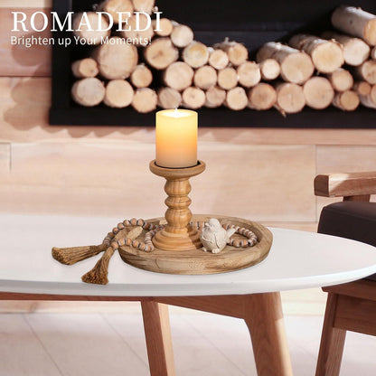 Holz Tablett Kerzentablett Deko 28.5cm Rund Holztablett Landhaus