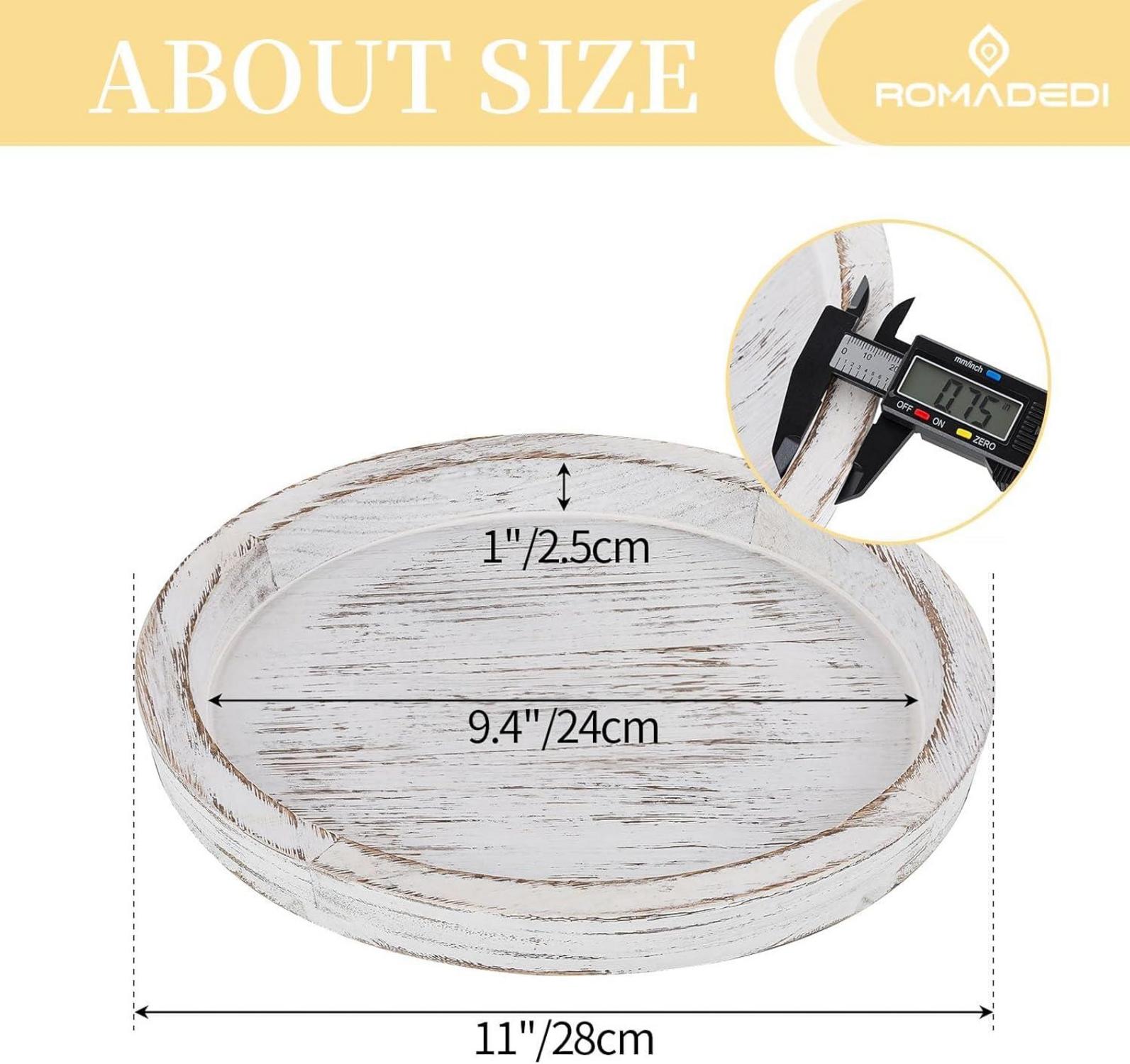 Holz Kerzentablett Deko 28.5cm Rund Landhaus Tischdeko